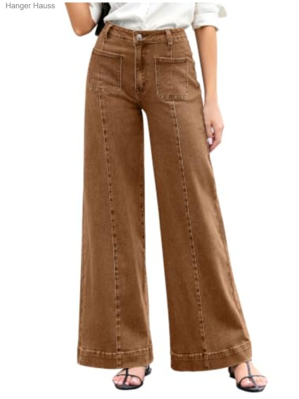 Wide Leg High Waisted Stretchy Jeans Loose Fit Denim Pants